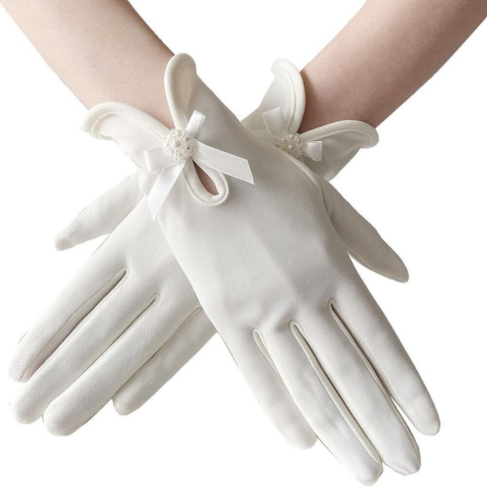 Floral Lace Gloves for Wedding Bridal Short Wrist Elegant Opera Dinner Party
